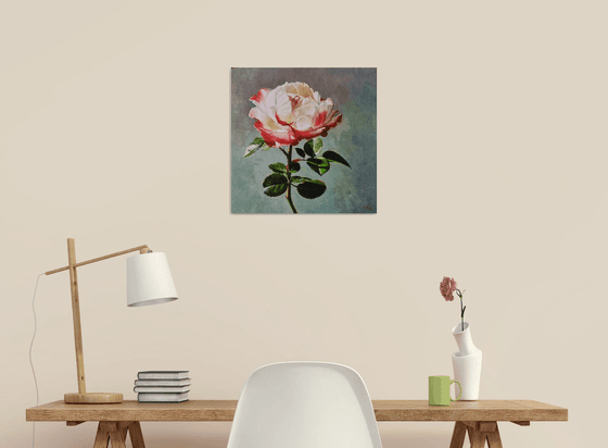 "Illuminated by the sun."  rose flower  liGHt original painting  GIFT (2021)