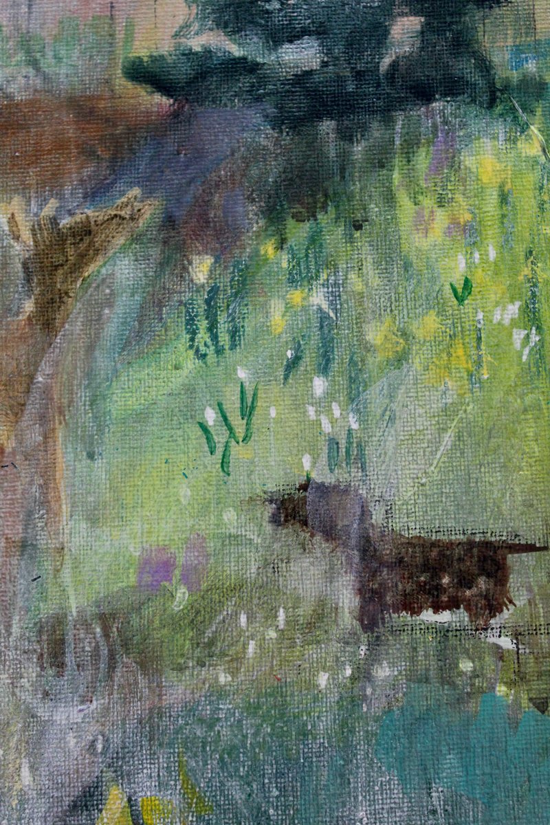 Impressionistic Animal Painting By Victoria Coleman, 24 X 36", The Springtime Observer, Original Artwork