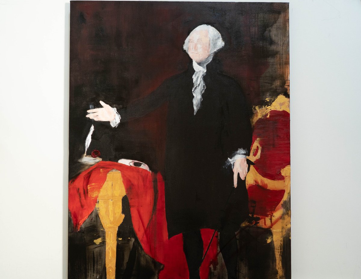 Abstract Portrait Oil Painting By Tomoya Nakano, 31 X 41", Lansdowne Portrait, Original Artwork