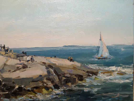 Plein air at Peggy's Cove (14x18")