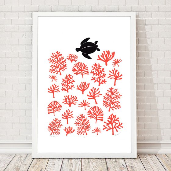 Sea Turtle Print A2 Size - Framed - FREE UK Delivery