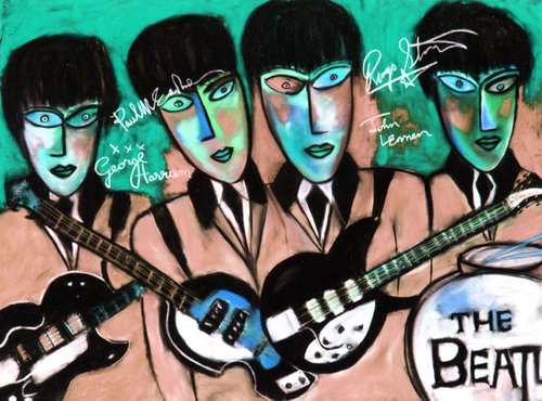 The Beatles with Guitars & Autographs by Justin Love