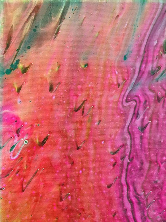 "Pink Tsunami" - Original Abstract PMS Fluid Acrylic Painting - 16 x 20 inches