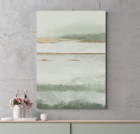"Olive Placidity" Sage green abstract art