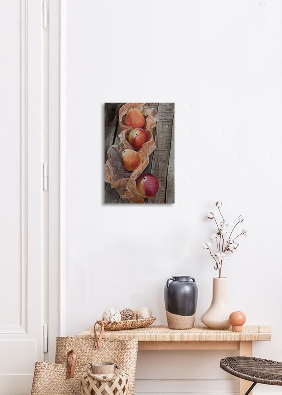 Pears on a wooden table