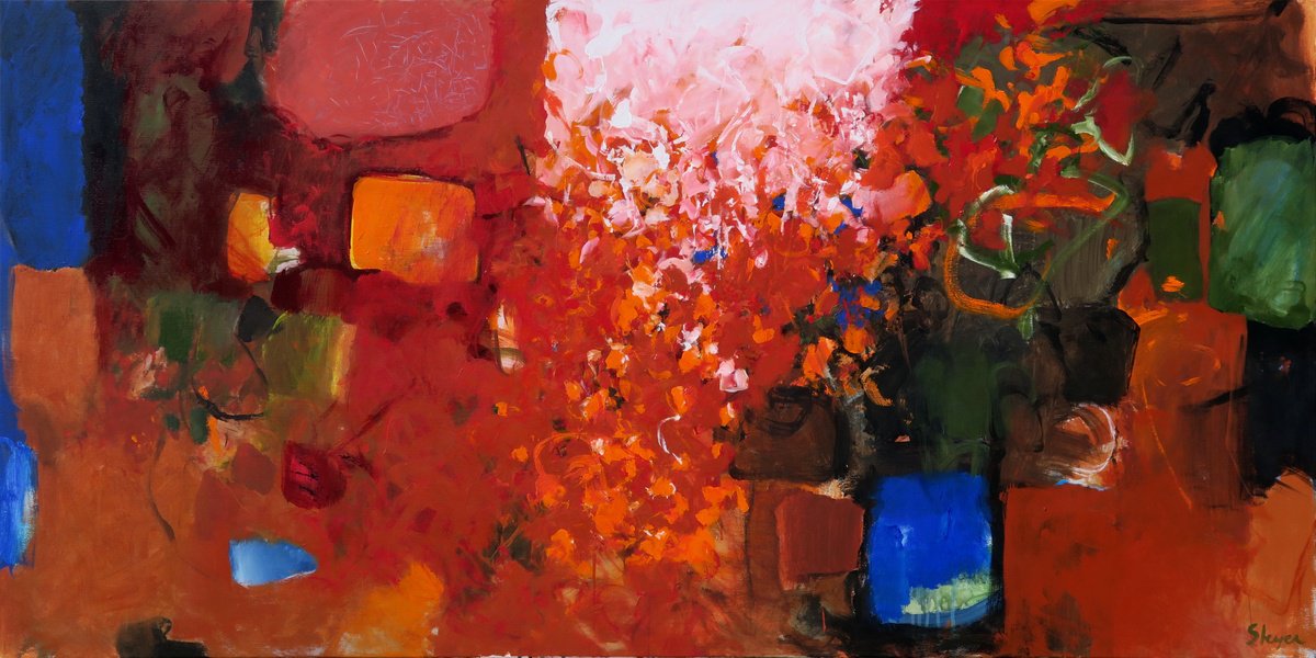 Expressive Abstract Acrylic Painting By Thomas Steyer, 79 X 39", Rural Transitions, Original Artwork