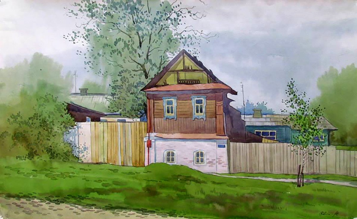 Impressionistic Cityscapes Watercolour By Valeriy Savenets-1, 20 X 12", Old House In The Village, Original Artwork