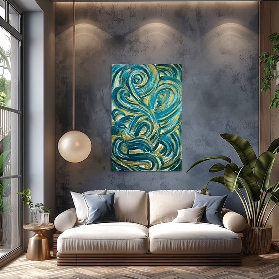 Golden waves 120x80x2 cm