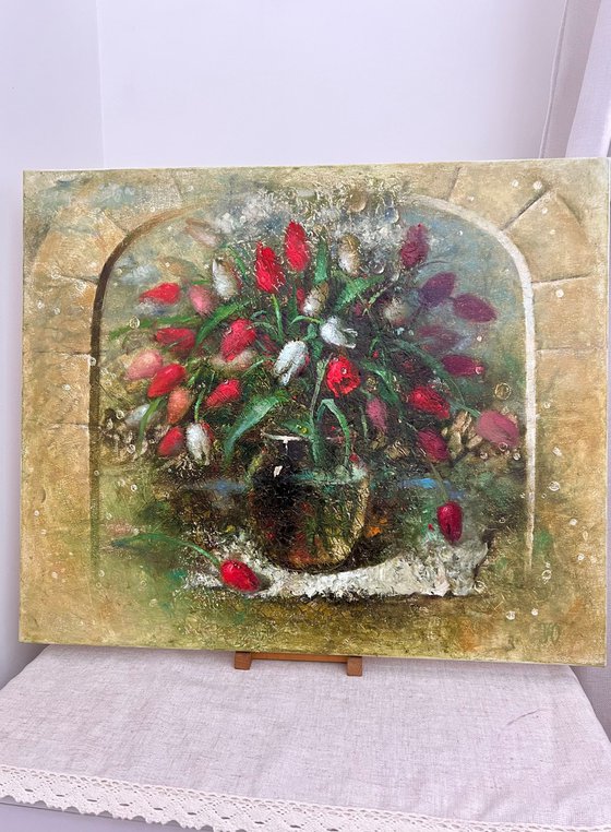 Tulips Behind the Window