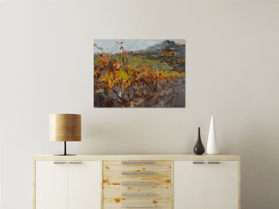 Autumn vineyard Landscape painting