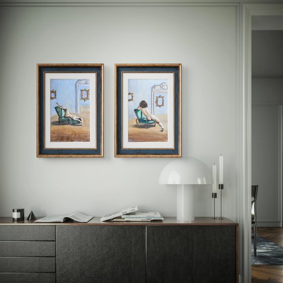 Cutie Naked Woman Soft Pastel