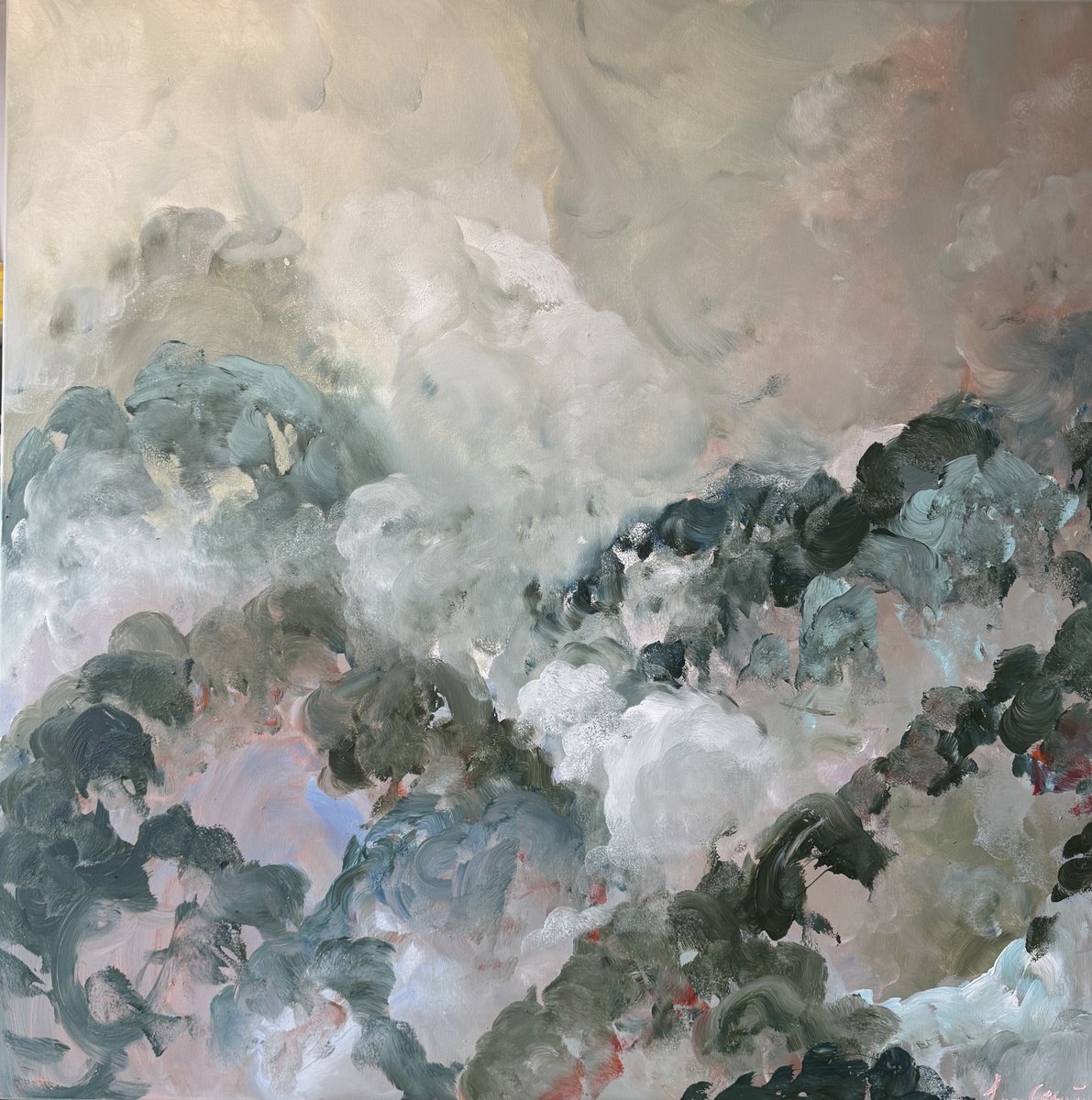 Abstract Landscape Acrylic Painting By Ivana Gigovic, 39 X 39, Gentle Awakening, Original Artwork