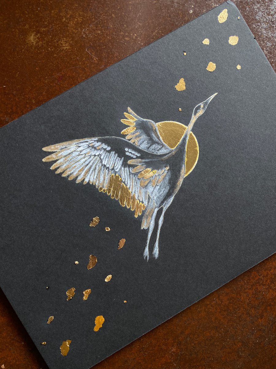 Gold Crane by Sandy Broenimann