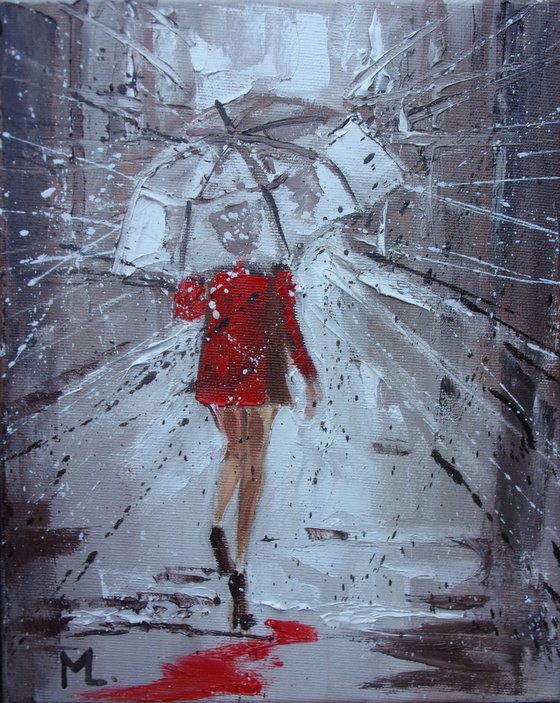 " CHOICES "   street spring summer original painting CITY palette knife GIFT