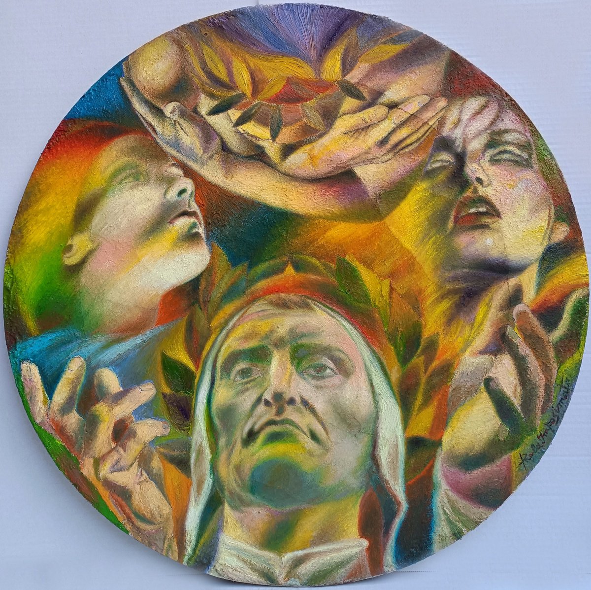 Expressive Portrait Oil Painting By Paola Imposimato, 24 X 24", The Balance Between Opposites, Original Artwork