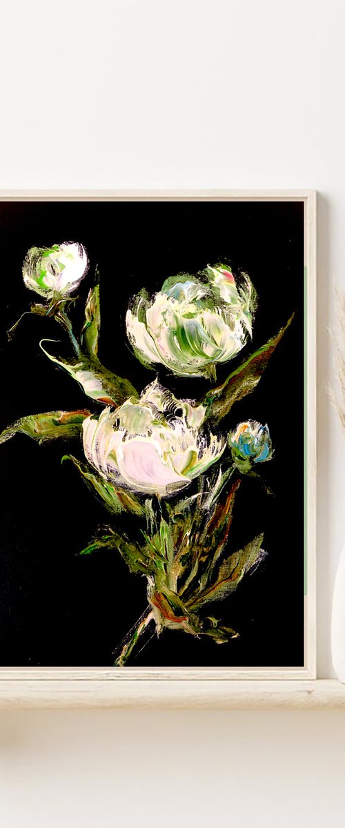 TENDERNESS IN MINIATURE - Peonies, Piony, white flowers, bouquet of piony, delicate bouquet, Garden flowers by Marina Skromova