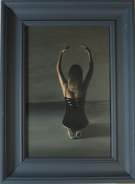 Dancer Alone, Ballet Oil Painting, Ballerina, Framed  Art