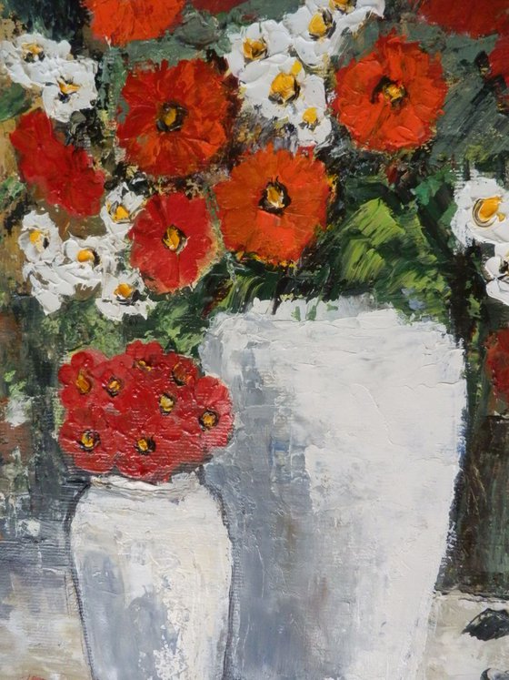 Flowers in a white vases