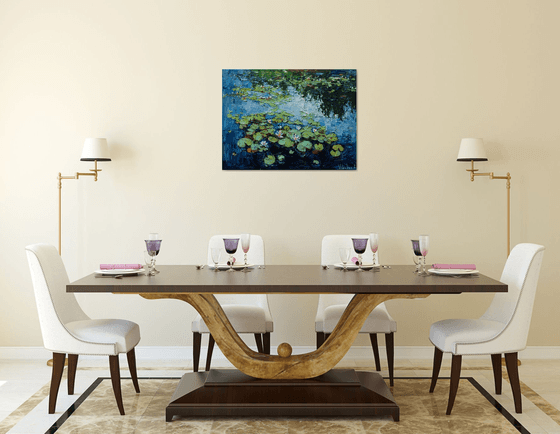 Water Lilies - Impasto Original Oil painting