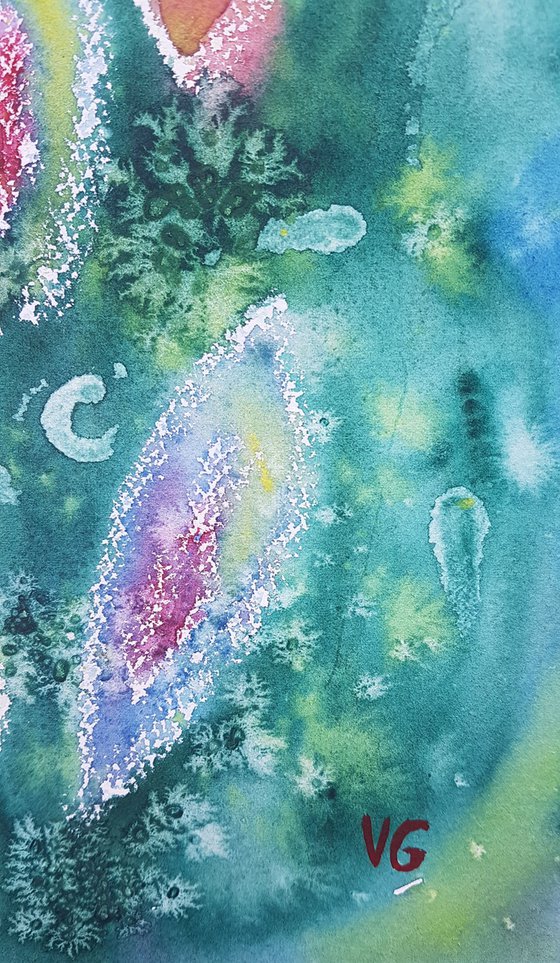 "Life at the bottom of the sea 2" Abstract Watercolor Painting