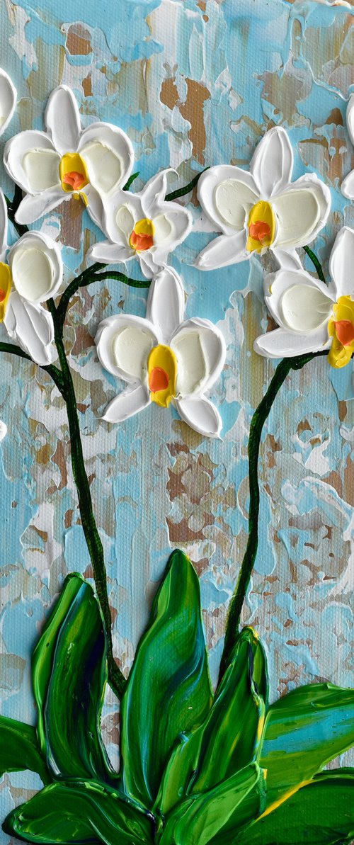 Orchid - Impasto Flower Painting by Olga Tkachyk