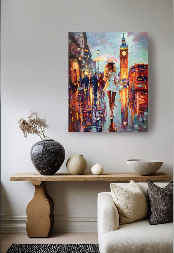 London Rainy Evening Stroll