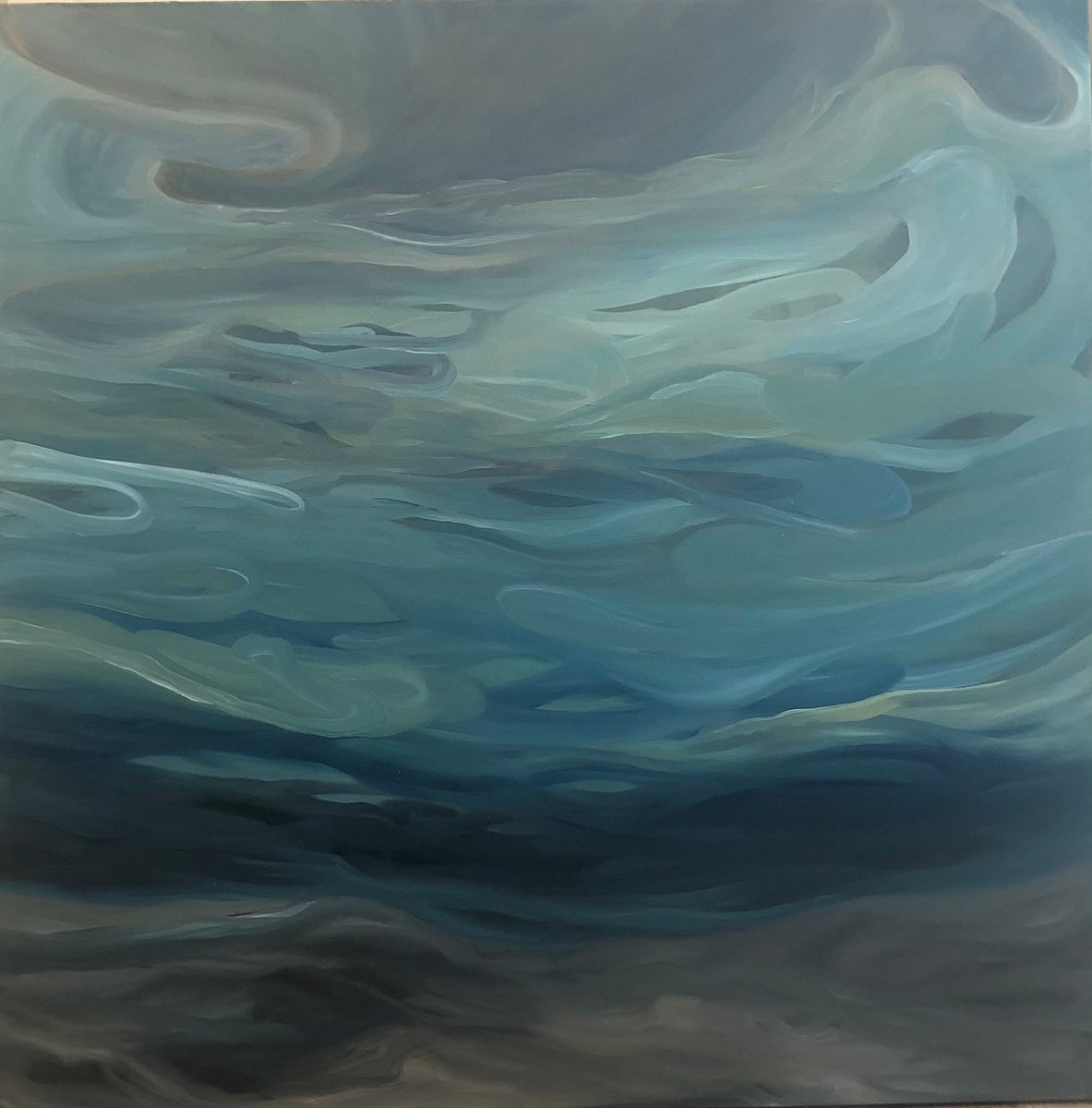 Abstract Oil Painting By Tamara Bettencourt, 36 X 36", Water Dreams, Original Artwork