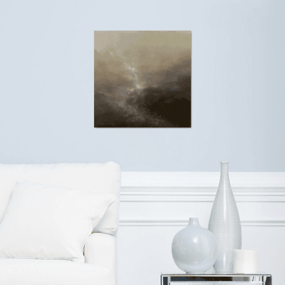 The sound of water 50X50 cm - gold particles original oil painting landscape gift modern urban art office art decor home decor gift idea