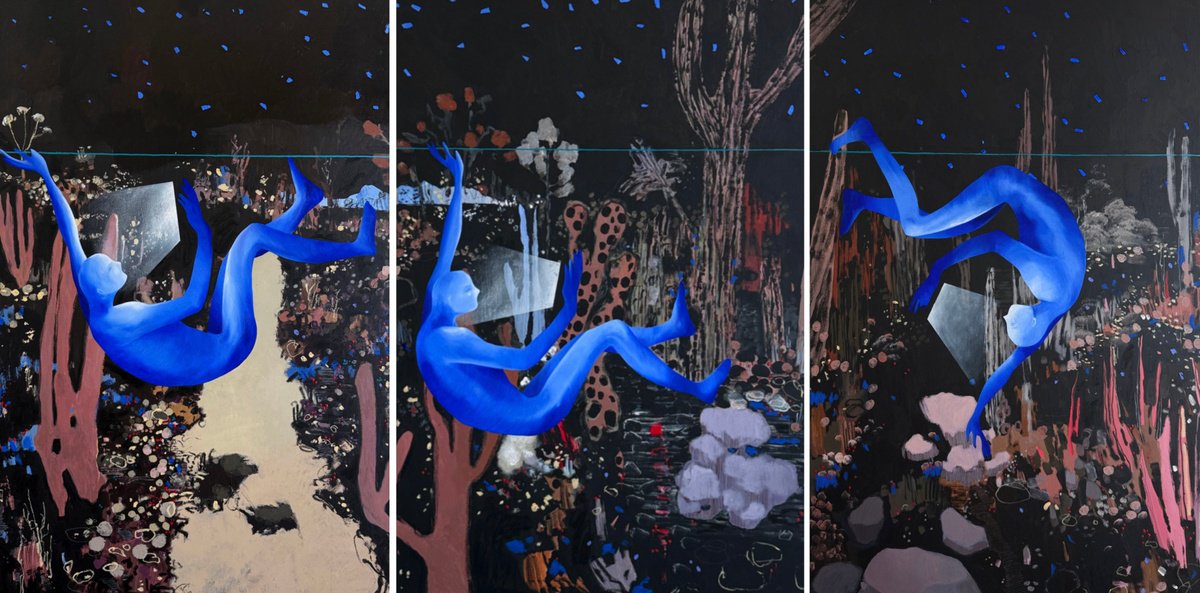 Abstract Portrait Painting By Elizaveta Pugacheva, 94 X 47, Cut From The Same Cloth, Original Artwork