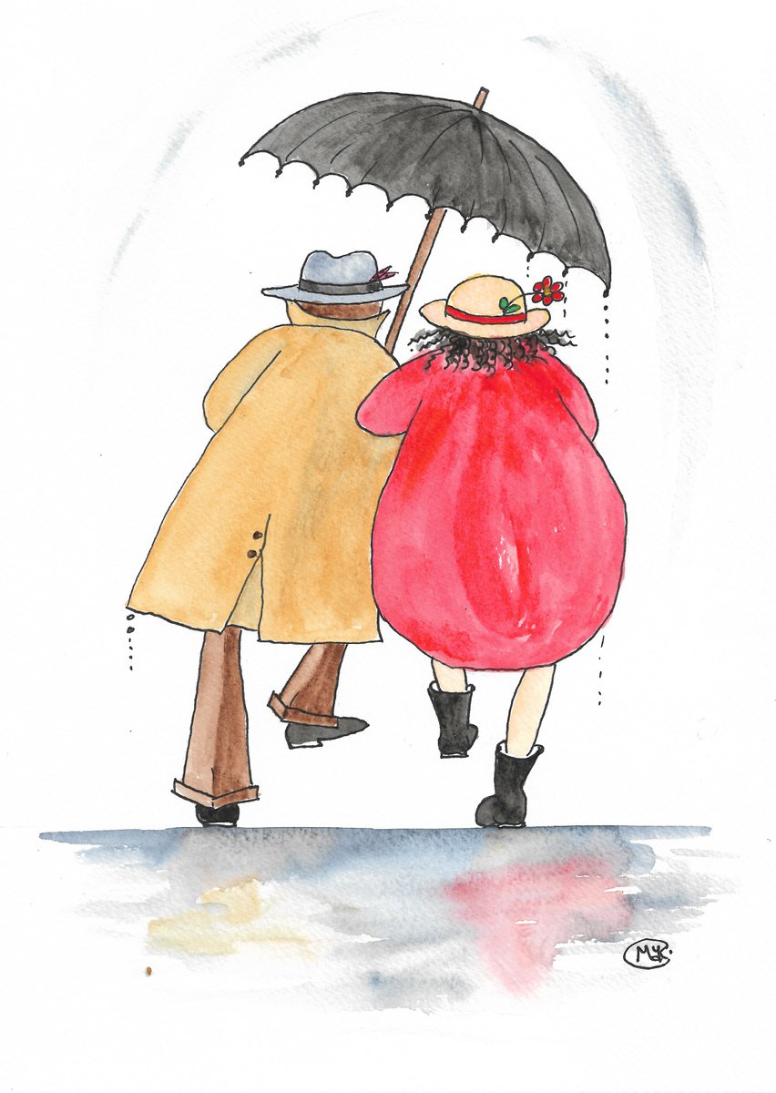 Illustrative Portrait Painting By Marjansart, 8 X 12", Rain Or Shine, Be My Valentine, Original Artwork