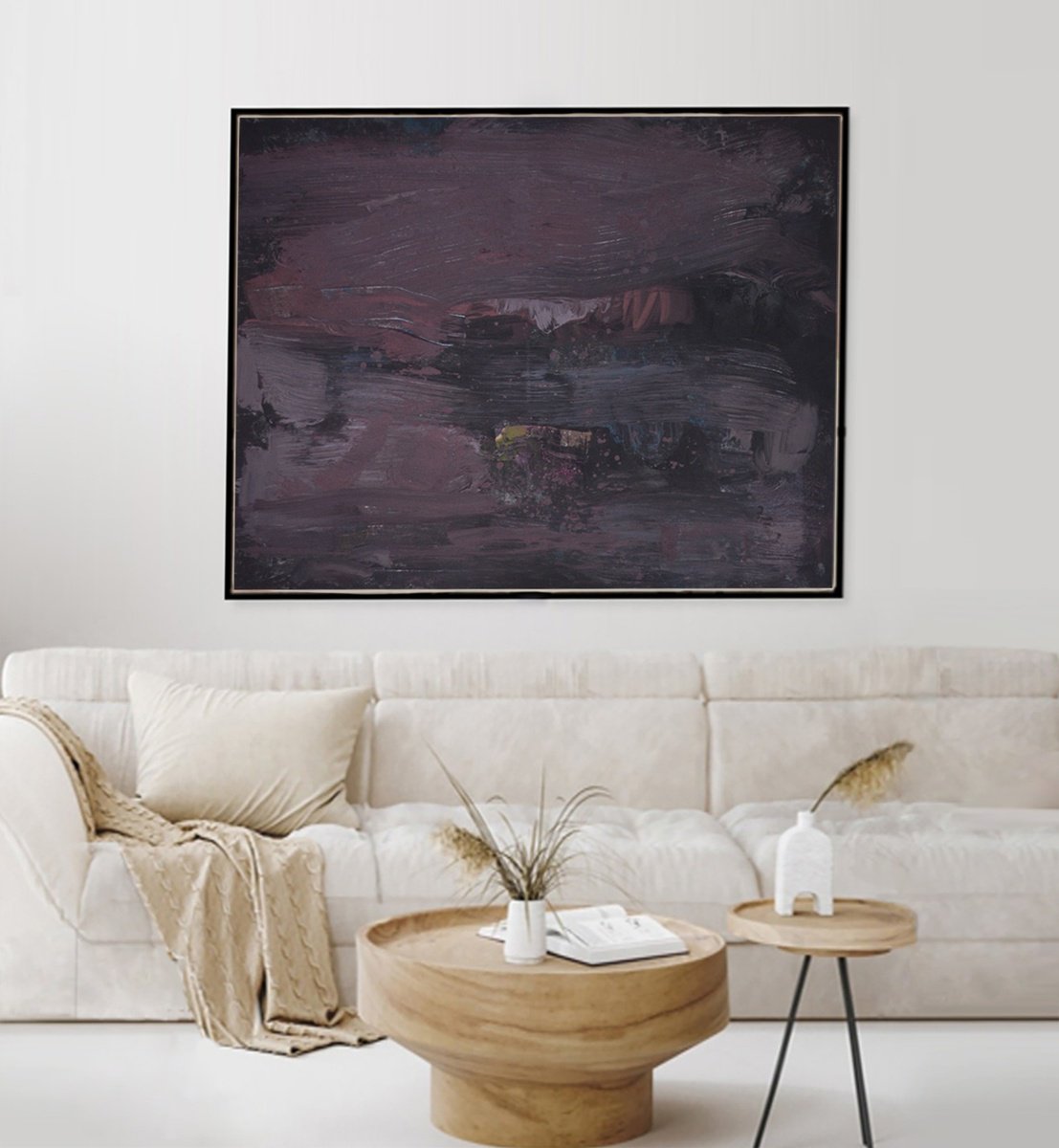 Organic Abstract Acrylic Painting By Gabriel Prundeanu, 55 X 45, Black Abstract Painting Art, Original Artwork