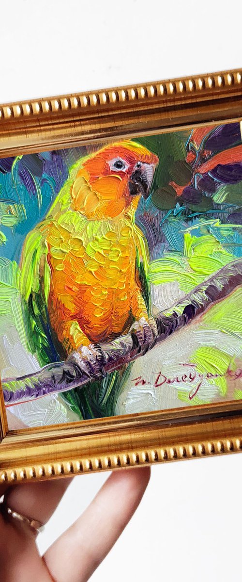 Parrot bird painting by Nataly Derevyanko