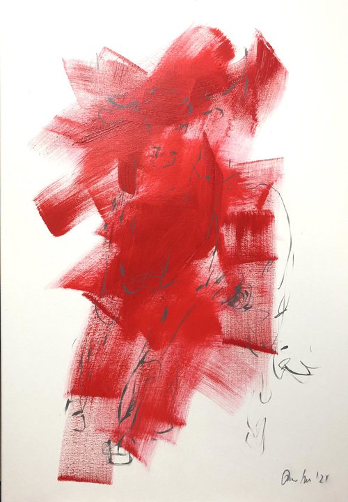 Bull - abstract - red by Nicole Leidenfrost