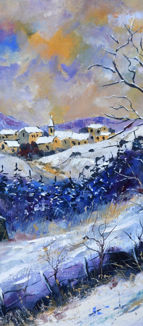 Village in the snow- 7723 by Pol Henry Ledent