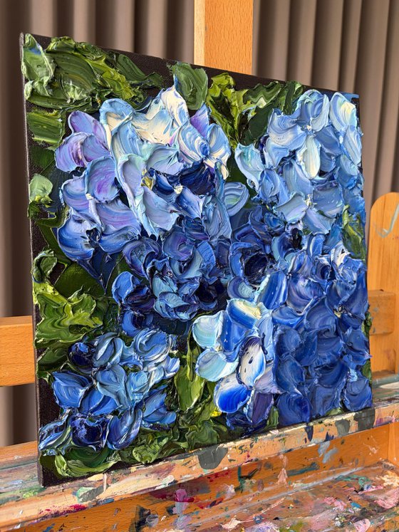 Midnight Hydrangea I — Blue Floral