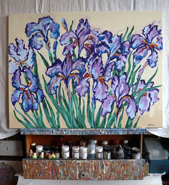 Irises on Cream