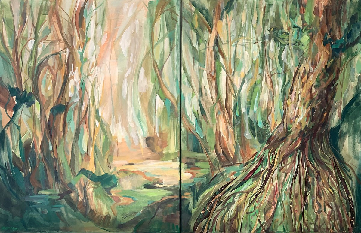 Roots Are Our Support. Diptych By Momalyu, 55 X 35, Artwork For Sale On Artfinder