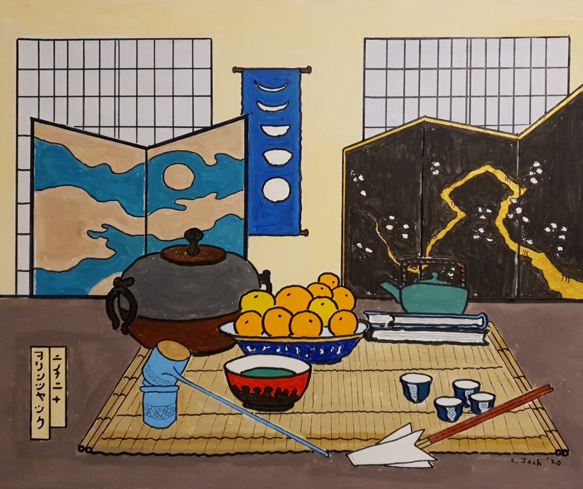 Acrylic Painting , Japanese Tea Ceremony By Colin Ross Jack, 24 X 20, Artwork For Sale On Artfinder