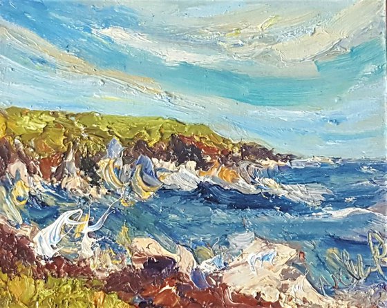 Storming Sea Surge -  an impasto miniature