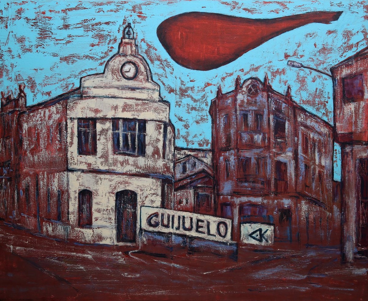 Impressionistic Cityscapes Acrylic Painting By Denys Kuvaiev, 39 X 32, Jamon Guijuelo, Original Artwork