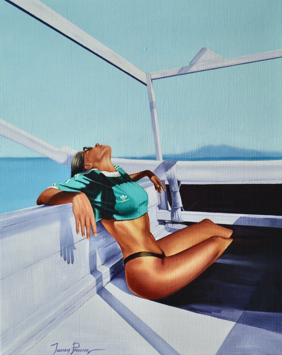 Impressionistic Portrait Oil Painting By Johnny Popkess, 16 X 20, Hardships Of Modern Travel, Original Artwork