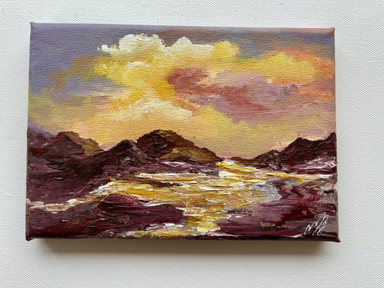 Abstract Evening Sky on a Mini Canvas