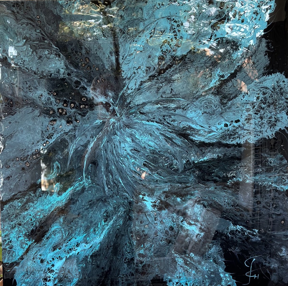 Sea Flower - ? Deep Ocean Resin Abstract By Kseniia Turik, 39 X 39, Artwork For Sale On Artfinder