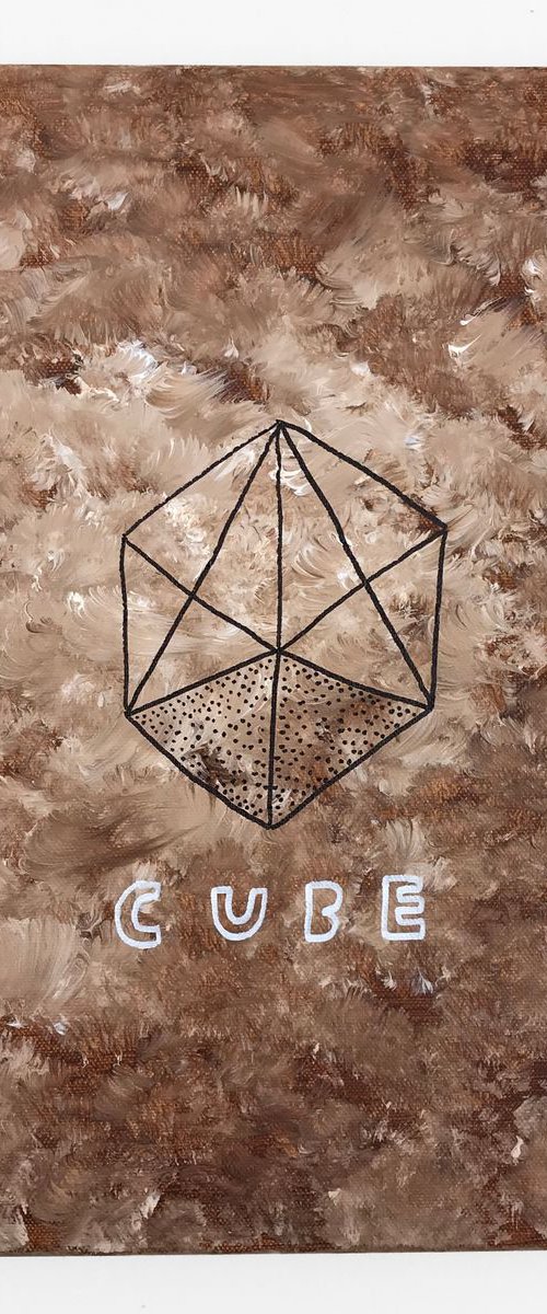 Cube in brown void by Daniel Unger