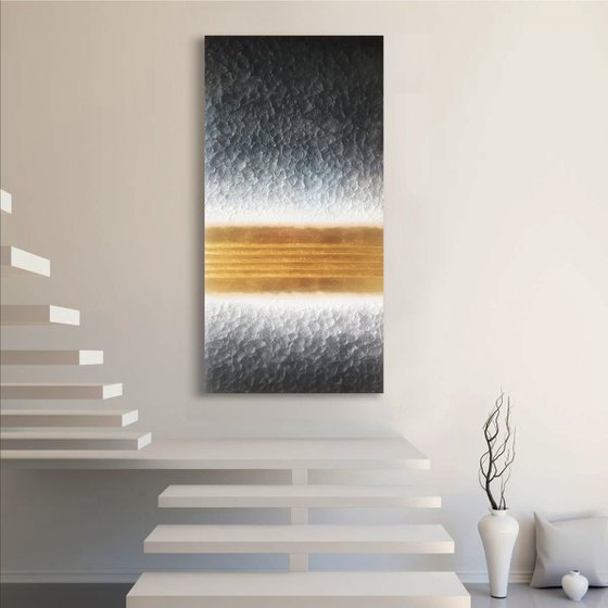 SALE! Stripes in Gold - Relief on Canvas