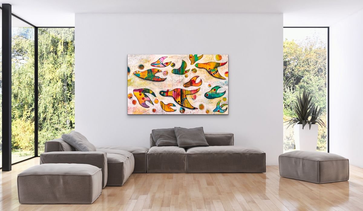 Migration d’automne - Extra-large abstract painting on canvas -  One of a kind