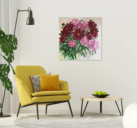 Peonies I /  ORIGINAL ACRYLIC PAINTING