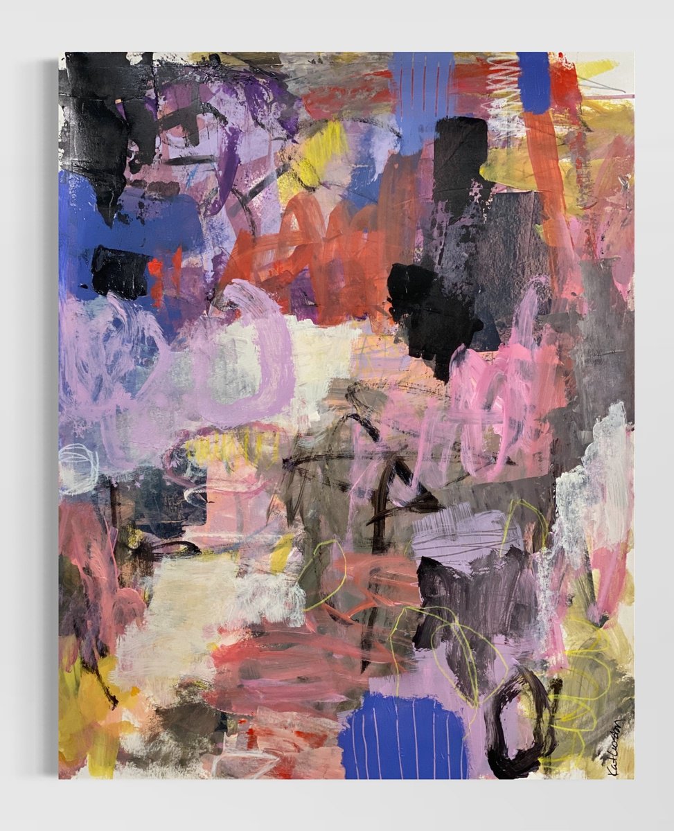 Organic Abstract Acrylic Painting By Kat Crosby, 18 X 24", Big Boom, Original Artwork