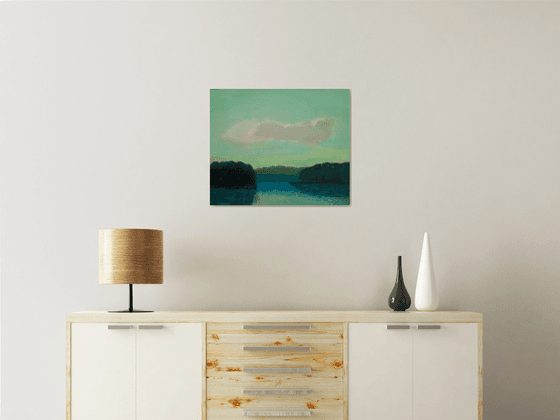 Morning on lake 20x24" 51x60 cm Contemporary Art by Bo Kravchenko