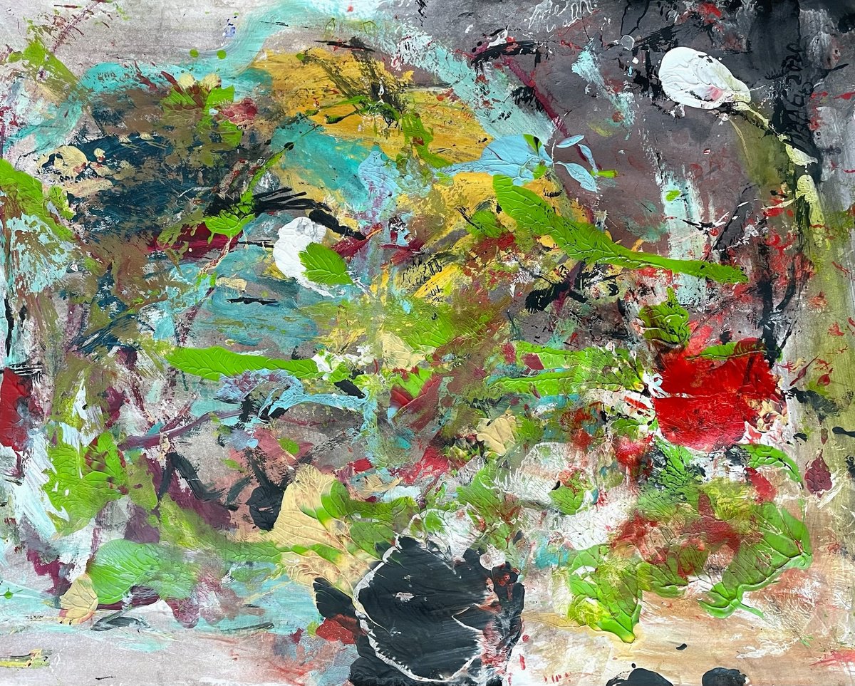 Organic Abstract Acrylic Painting By Christel Haag, 21 X 17, In The Eye Of The Storm, Original Artwork